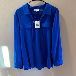 Calvin Klein blue, modern essentials blouse